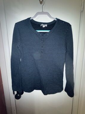 Vintage America Navy & Light Blue Striped Henley